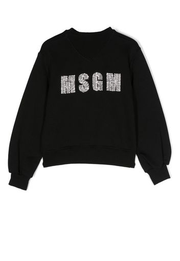 MSGM Kids Felpa con decorazione di perline - Nero