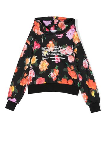 MSGM Kids Felpa a fiori - Nero