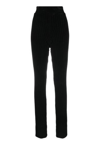 MSGM high-waisted ribbed straight trousers - Nero