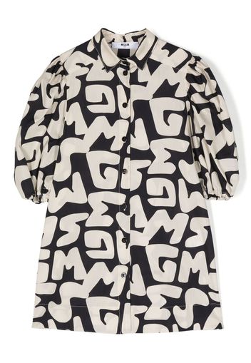 MSGM Kids all-over logo lettering dress - Nero