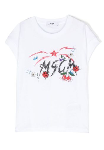 MSGM Kids T-shirt con stampa - Bianco