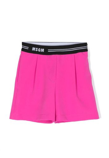 MSGM Kids logo-waistline shorts - Rosa