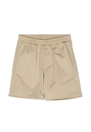 MSGM Kids logo-patch cotton shorts - Toni neutri