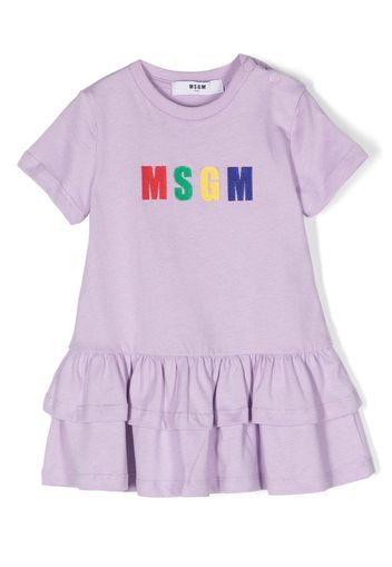 MSGM Kids logo-appliqué cotton dress - Viola