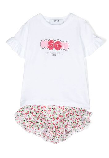 MSGM Kids cherry-print shorts set - Bianco