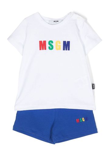 MSGM Kids Set t-shirt e shorts con stampa - Bianco