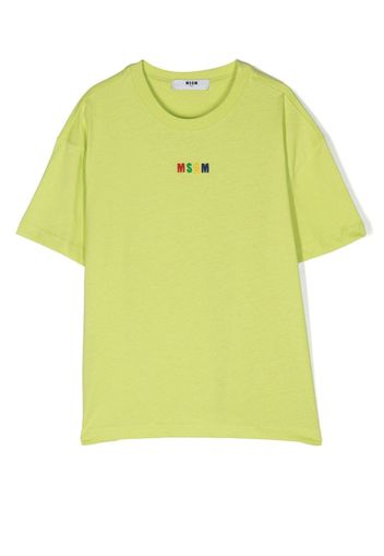 MSGM Kids logo-embroidered short-sleeve T-shirt - Verde