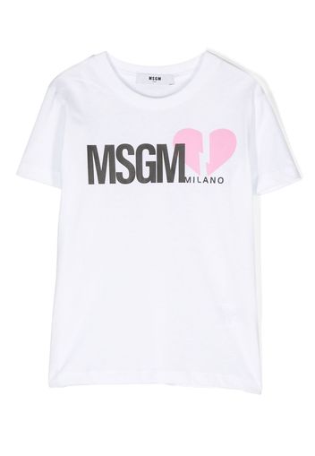 MSGM Kids logo-print short-sleeved T-shirt - Bianco