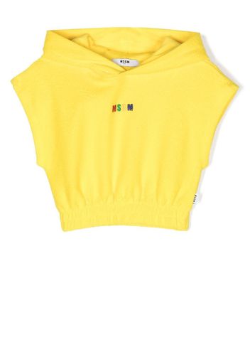 MSGM Kids logo-print sleeveless hoodie - Giallo