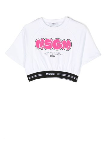 MSGM Kids logo-print T-shirt - Bianco