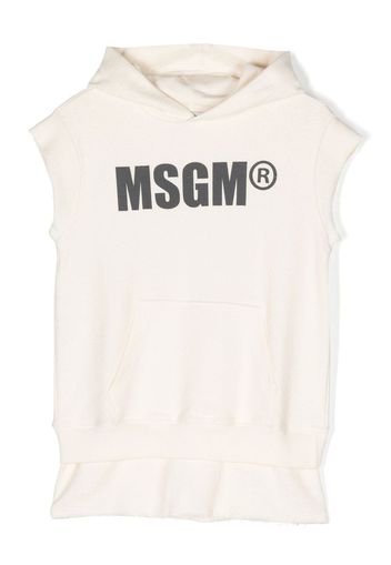 MSGM Kids logo-print dress - Toni neutri