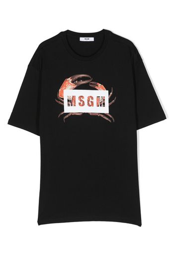 MSGM Kids logo-print detail T-shirt - Nero