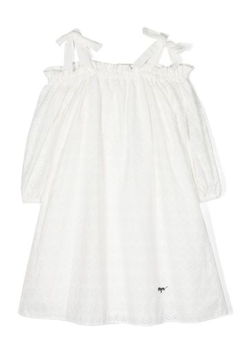 MSGM Kids open-shoulder broderie dress - Bianco