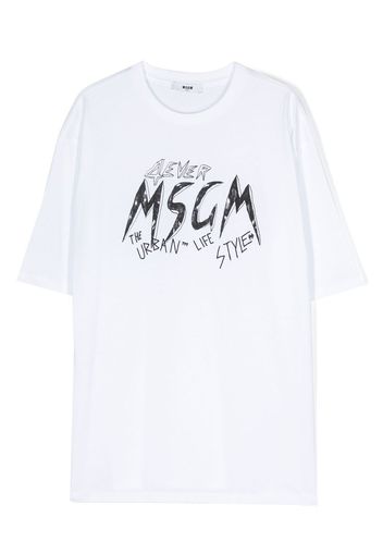 MSGM Kids logo-print detail T-shirt - Bianco