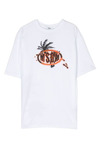 MSGM Kids logo-print detail T-shirt - Bianco