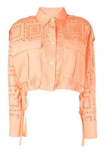 MSGM broderie-anglaise cropped shirt - Arancione