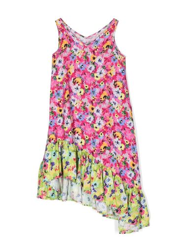 MSGM Kids asymmetric floral-print dress - Rosa