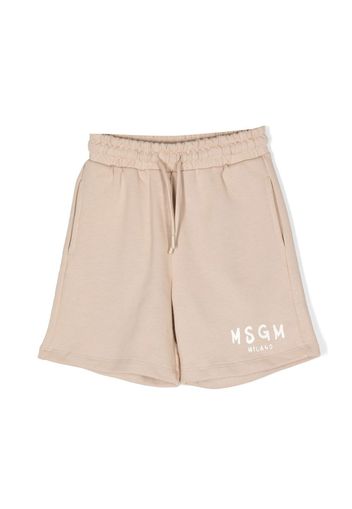 MSGM Kids logo-print cotton shorts - Toni neutri