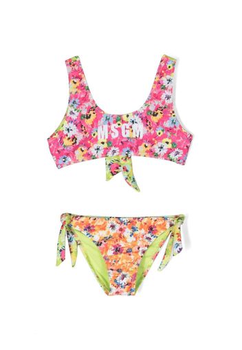 MSGM Kids floral-print stretch bikini set - Rosa