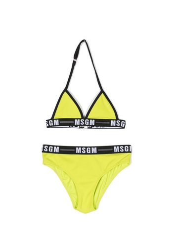 MSGM Kids logo-print strap bikini set - Verde