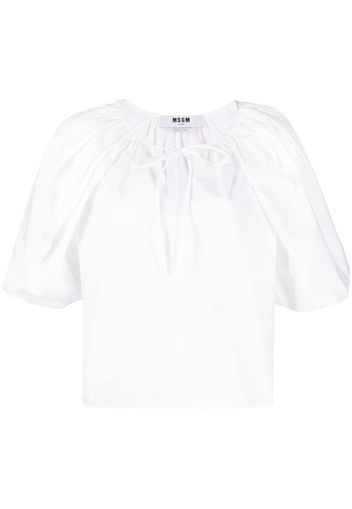 MSGM ruched puff-sleeve blouse - Bianco