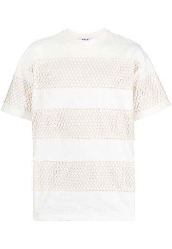 MSGM mesh-panel short-sleeved T-shirt - Bianco