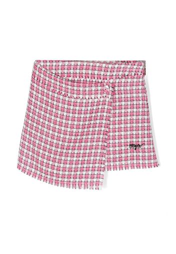 MSGM Kids asymmetric tweed mini skirt - Rosa