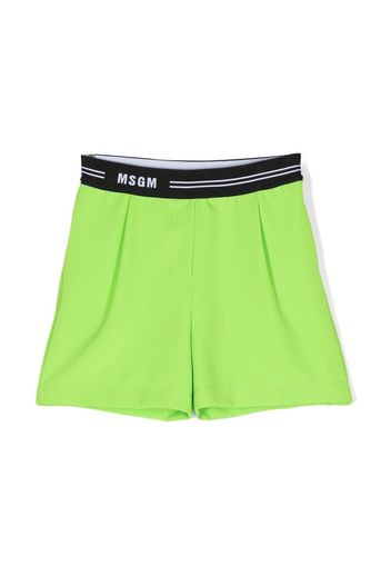 MSGM Kids logo-waistband track shorts - Verde