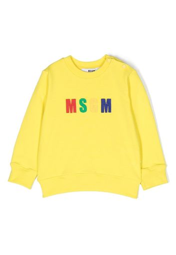 MSGM Kids embroidered-logo cotton sweatshirt - Giallo