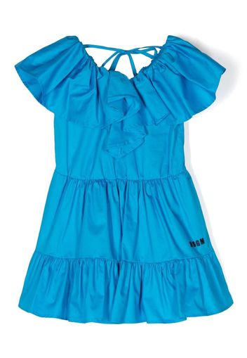 MSGM Kids tiered ruffle-trim dress - Blu