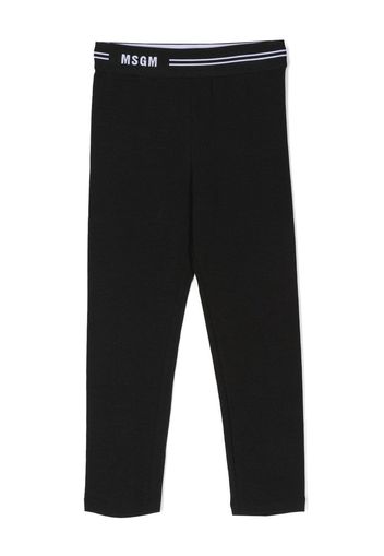 MSGM Kids logo-waist cotton leggings - Nero