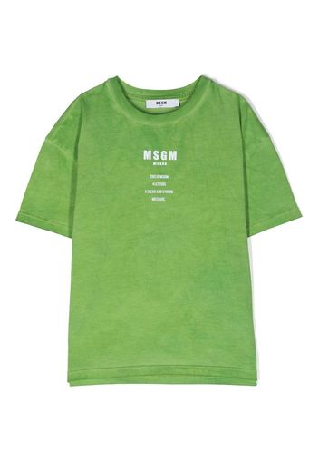 MSGM Kids logo-print cotton T-shirt - Verde