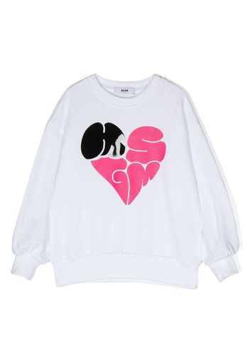 MSGM Kids heart logo-print sweatshirt - Bianco