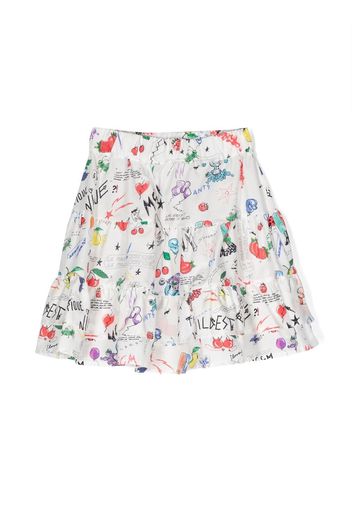 MSGM Kids graphic-print ruffled skirt - Bianco