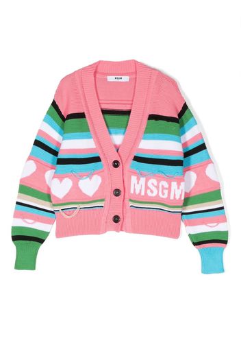 MSGM Kids Love-detail knit cardigan - Rosa