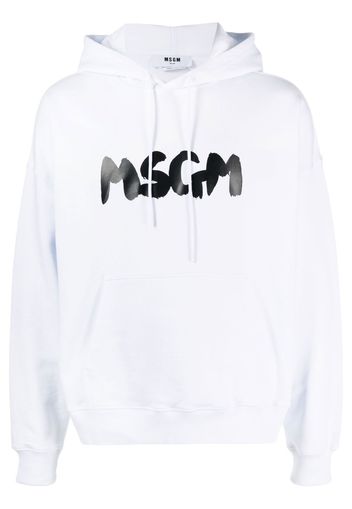 MSGM logo-print hoodie - Bianco