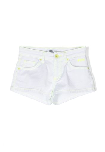 MSGM contrast-stitching denim shorts - Bianco