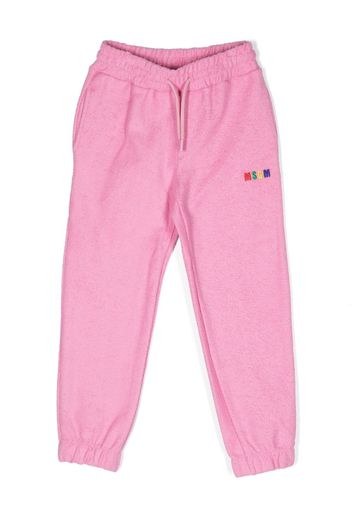 MSGM Kids embroidered-logo drawstring track pants - Rosa