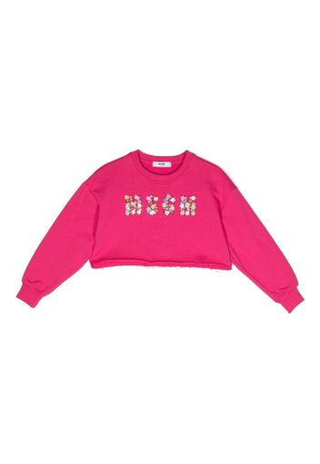 MSGM Kids appliqué-logo cropped sweatshirt - Rosa