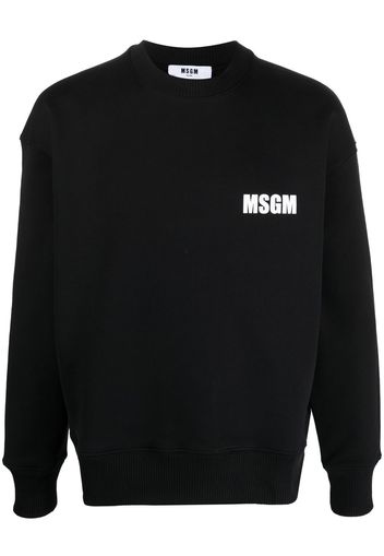 MSGM logo-print crew neck jumper - Nero