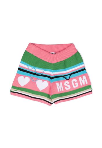 MSGM Kids logo tricot knit shorts - Rosa
