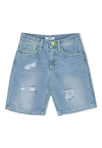 MSGM Kids distressed-effect shorts - Blu