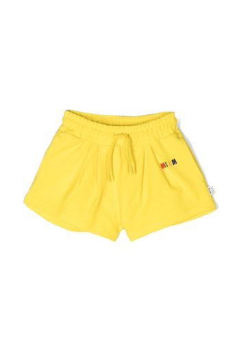 MSGM Kids embroidered-logo cotton shorts - Giallo