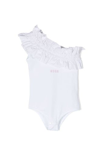 MSGM Kids asymmetric ruffled one-piece - Bianco