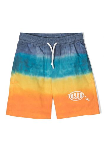 MSGM Kids tie-dye cotton shorts - Blu