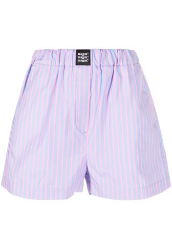 MSGM stripe-pattern cotton shorts - Blu