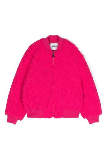 MSGM Kids faux-fur long-sleeve bomber jacket - Rosa