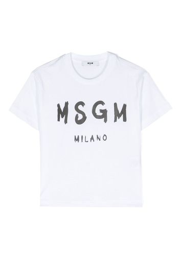 MSGM Kids logo-print cotton T-shirt - Bianco