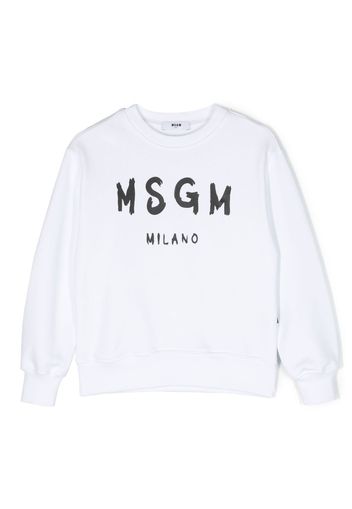 MSGM Kids logo-print cotton sweatshirt - Bianco