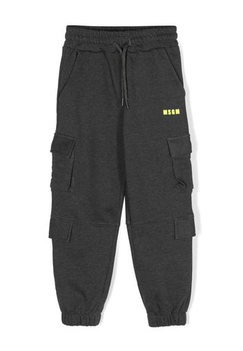 MSGM Kids logo-print cotton track pants - Grigio